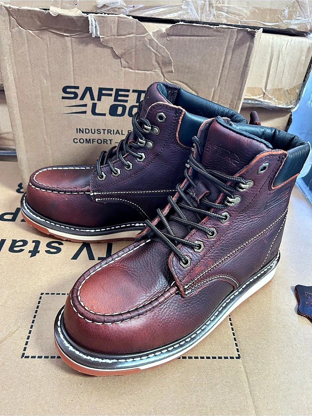 Safety Toe F2413B Men's Brown Leather Boots US 7.5 New